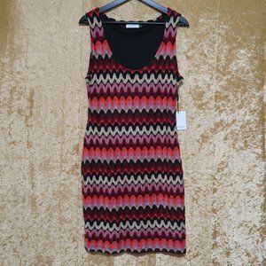 Calvin Klein Multicolor Zig Zag Pattern Acrylic Dress - Size 12